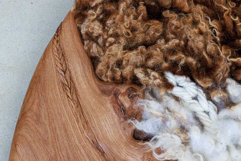 curiosite sculpture bois et laine